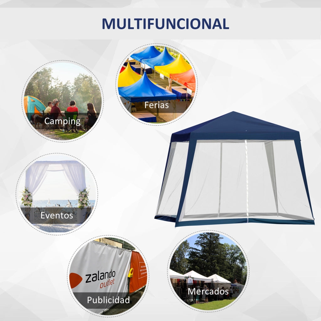 Gazebo da giardino 3x3 m con zanzariera ¨C zephmum ¨C blu impermeabile UV