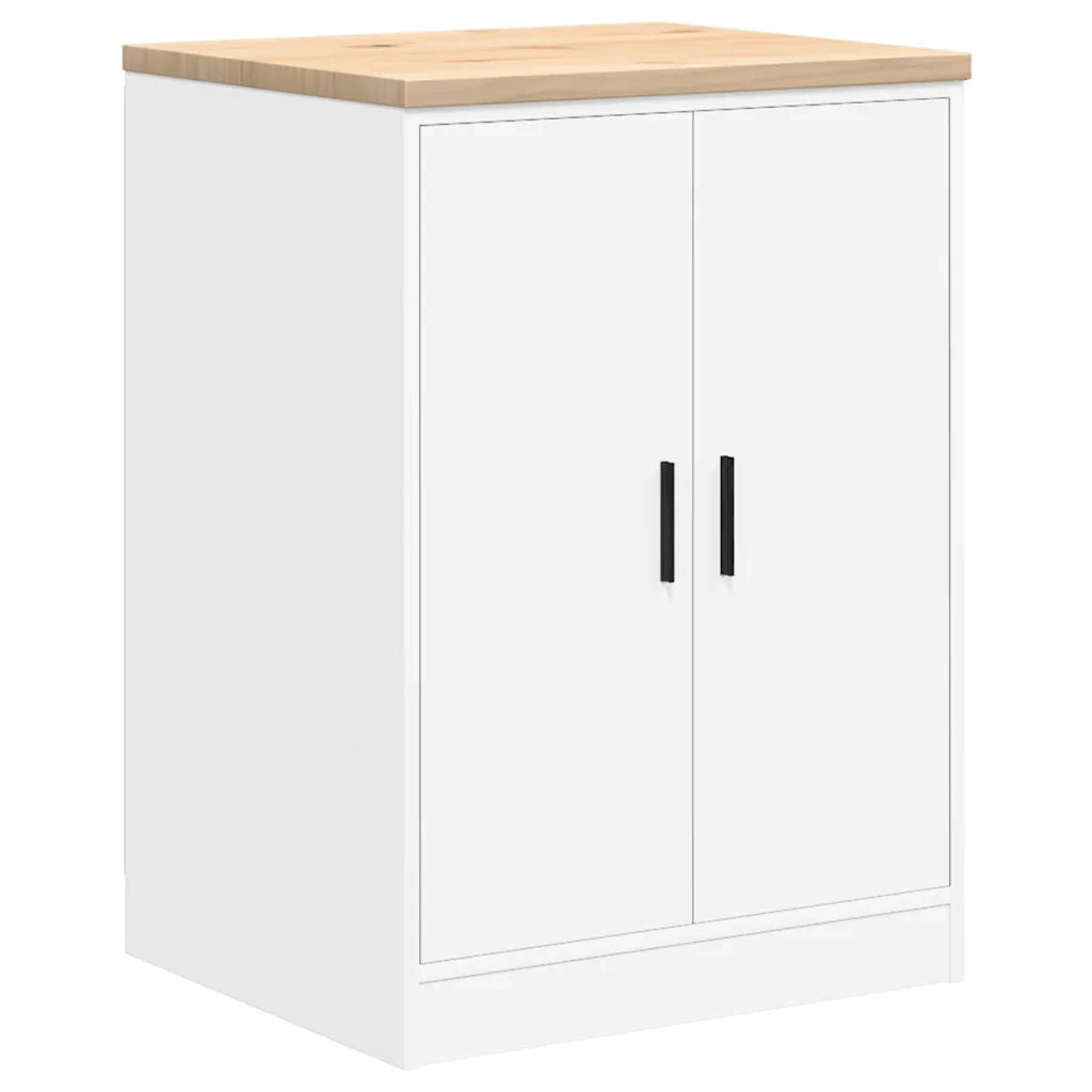 Armadietto da Garage Bianco 60x51x85 cm Legno Massello di Pino 860571