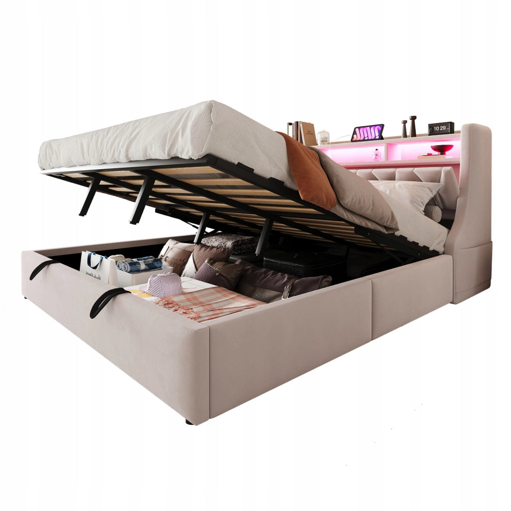 Letto imbottito matrimoniale - Xylo - 180x200 - Grigio - Base idraulica