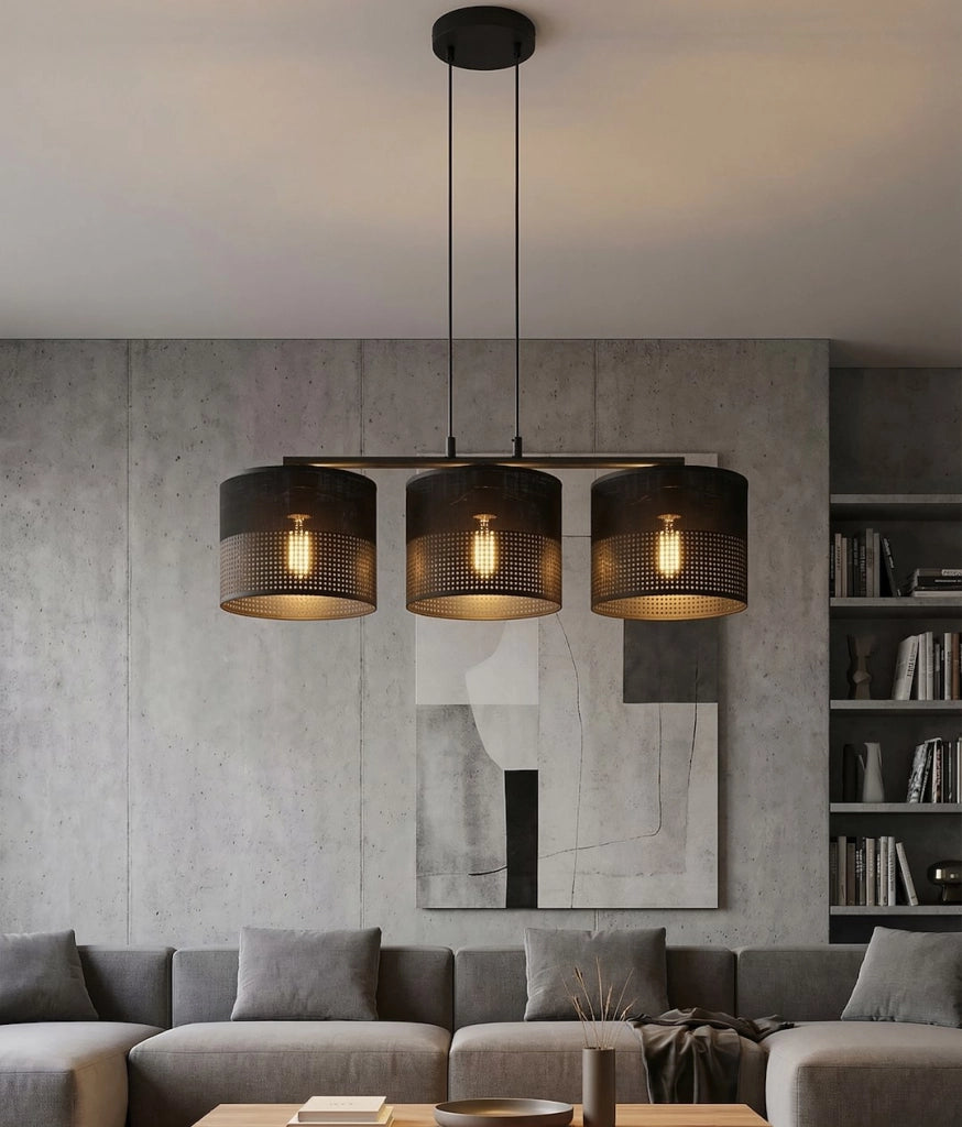 Lampada sospesa KARBON nera 3xE27 Emibig