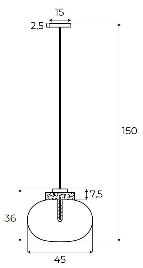 Sospensione Maxlight Moonstone vetro ambra nero Ø45cm E27