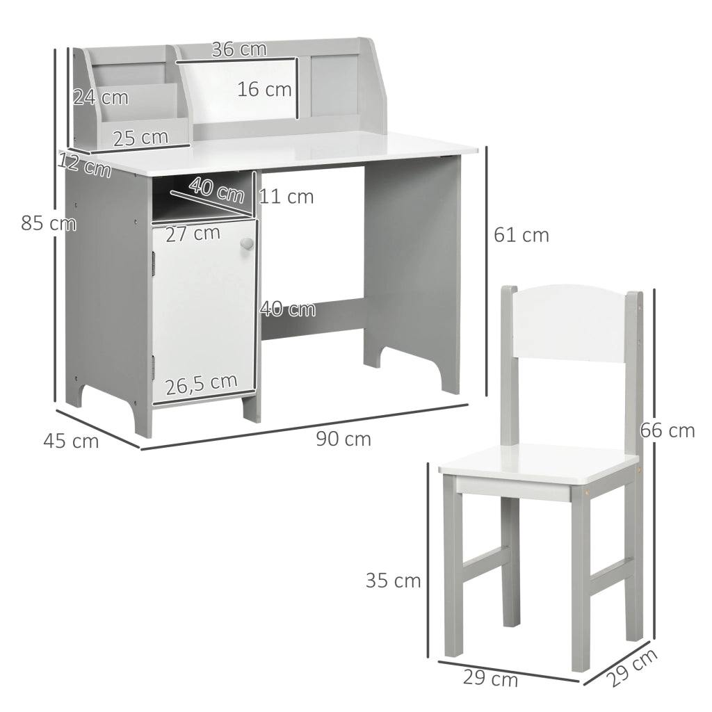 Set tavolo e sedia per bambini con lavagna bianca ¨C Xylo ¨C grigio 90x45x85 cm