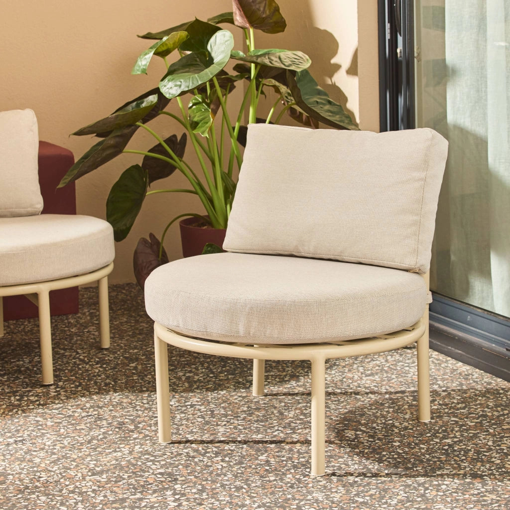 Salotto da giardino in alluminio e tessuto, 4 posti, beige