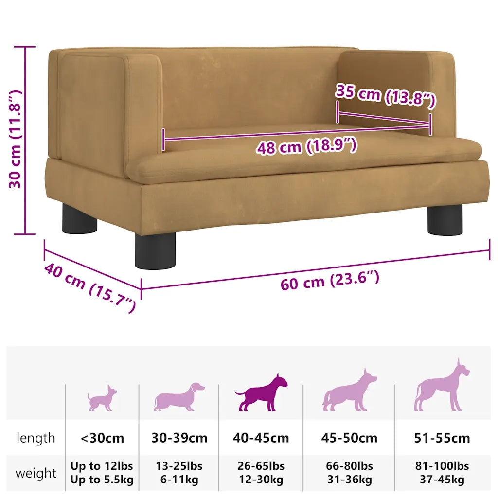 Lettino per Cani Marrone 60x40x30 cm in Velluto 171911
