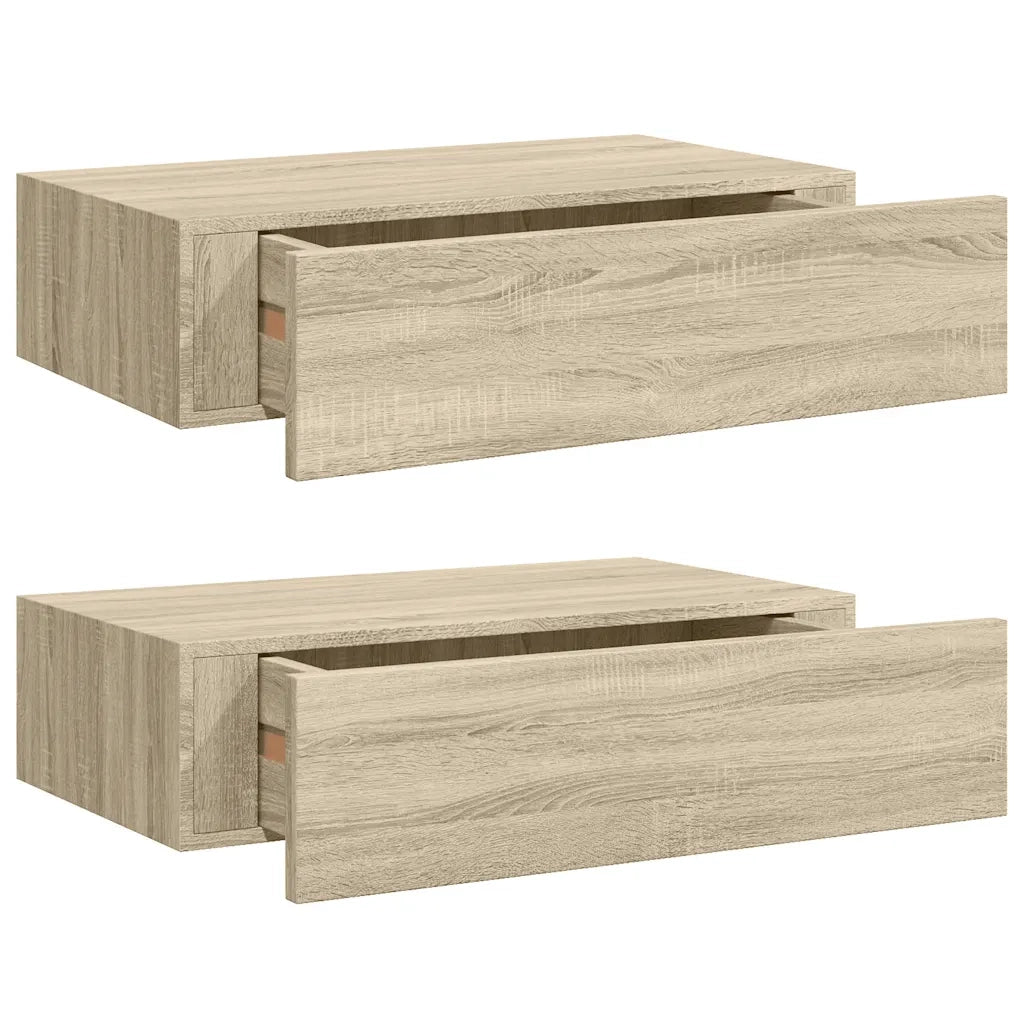 Scaffali con Cassetti da Parete 2 pz Rovere 40x23,5x10 cm MDF 330248
