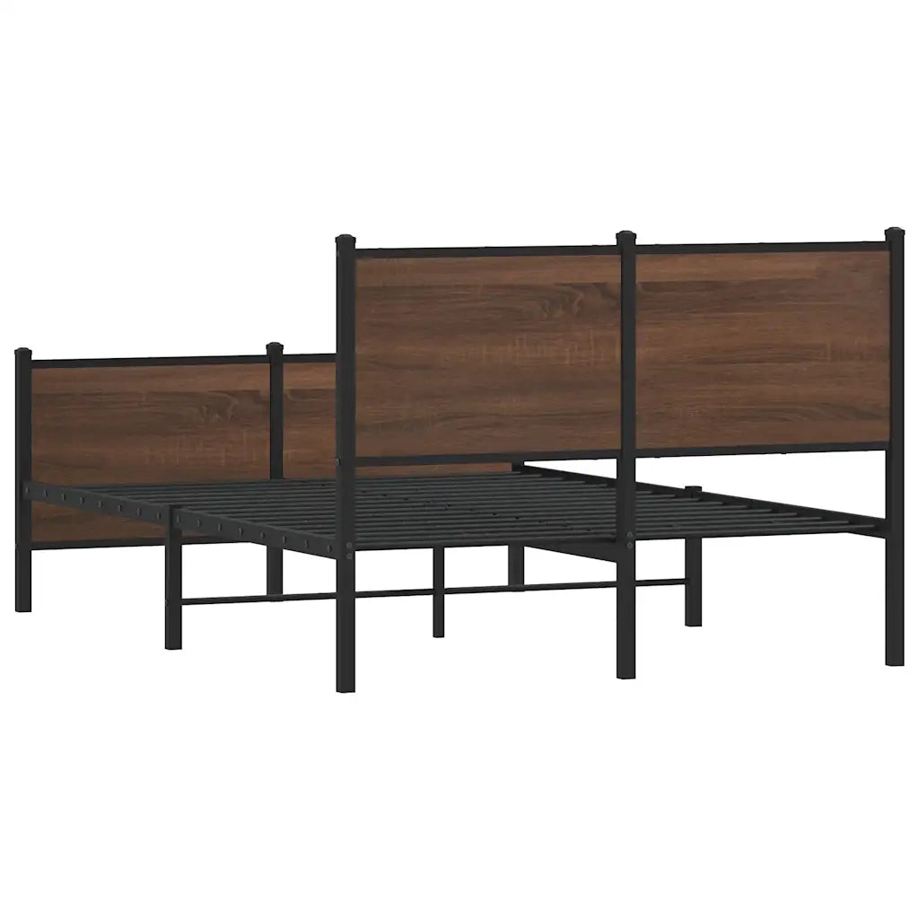 Letto matrimoniale | Letto per adulti | Giroletto senza Materasso in Metallo Rovere Marrone 120x200 cm