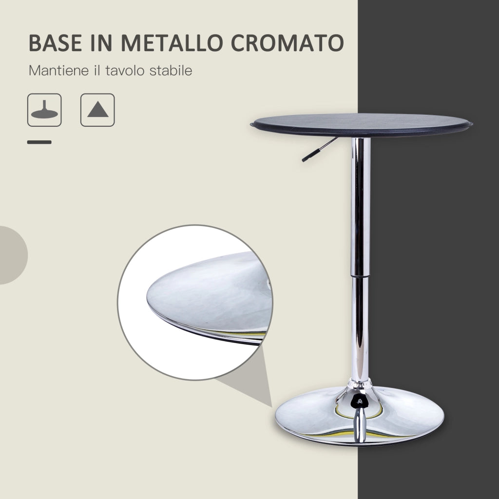 Tavolino da Bar Rotondo Girevole e Regolabile in Altezza (67-93cm)