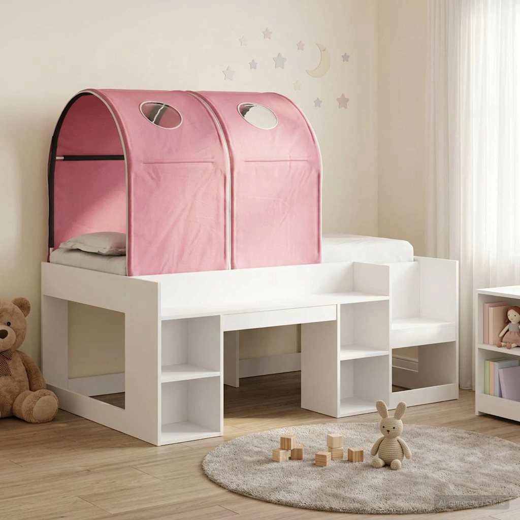 Letto con Tunnel 3 pz Bianco e Rosa Legno ingegnerizzato 3423500
