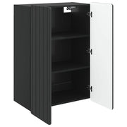 Armadietto a Muro | Mobiletto a muro Nero 66 x 34,5 x 92 cm Legno ingegnerizzato