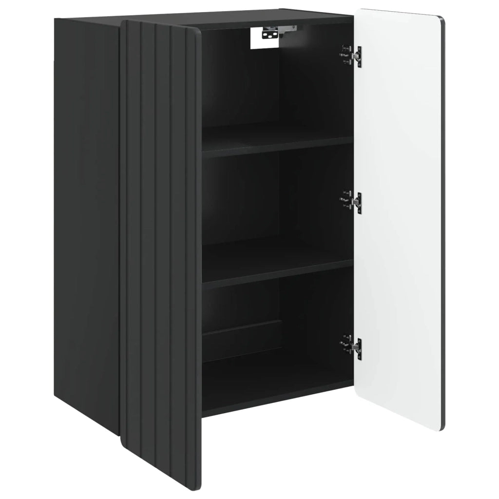 Armadietto a Muro | Mobiletto a muro Nero 66 x 34,5 x 92 cm Legno ingegnerizzato