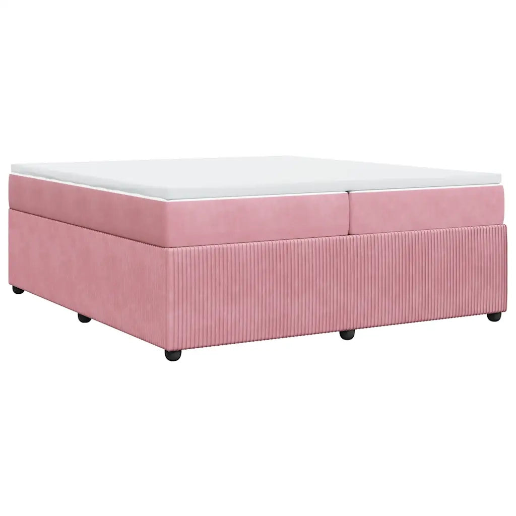 Giroletto a Molle con Materasso Rosa 200x200 cm in Velluto 3285667