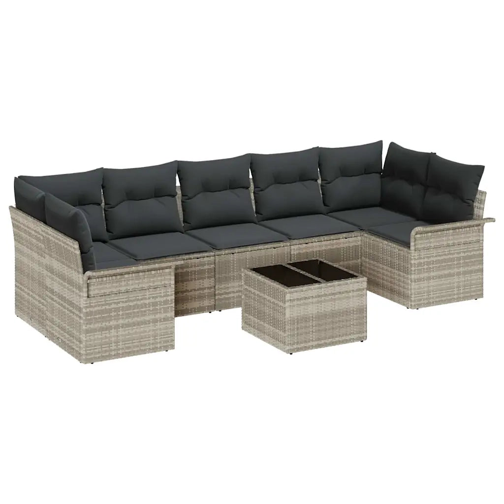 Set Divano da Giardino 8 pcs Grigio chiaro polyrattan