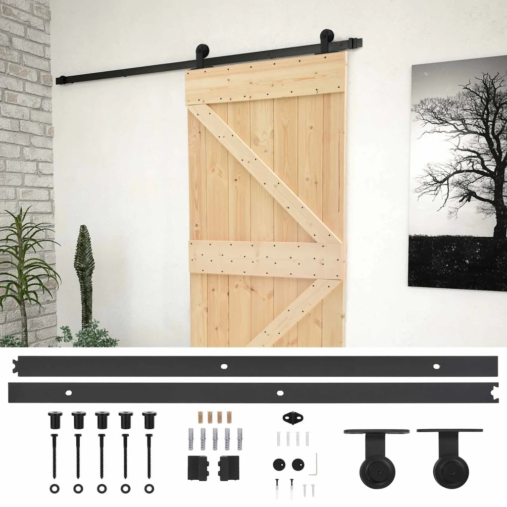 Porta scorrevole Naturale e Nero 80 x 210 cm 3444854