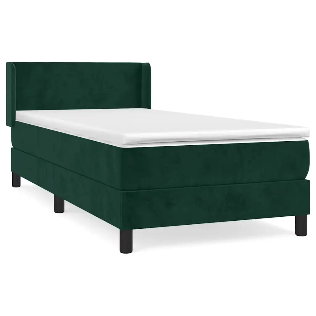 Giroletto a Molle con Materasso-Struttura Letto Verde Scuro 100x200 cm Velluto 888572