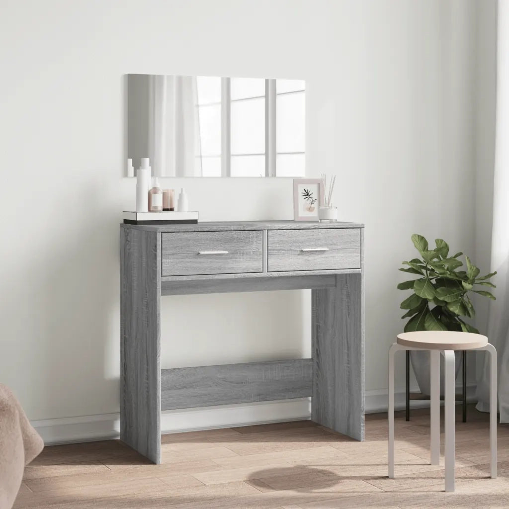 Toeletta con Specchio-Tavolo da Vanit¨¤ Grigio Sonoma 80x39x80 cm