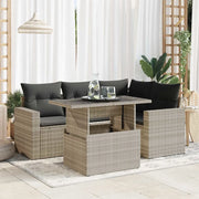 Set Divano da Giardino 5pz con Cuscini Grigio Chiaro Polyrattan 3326313
