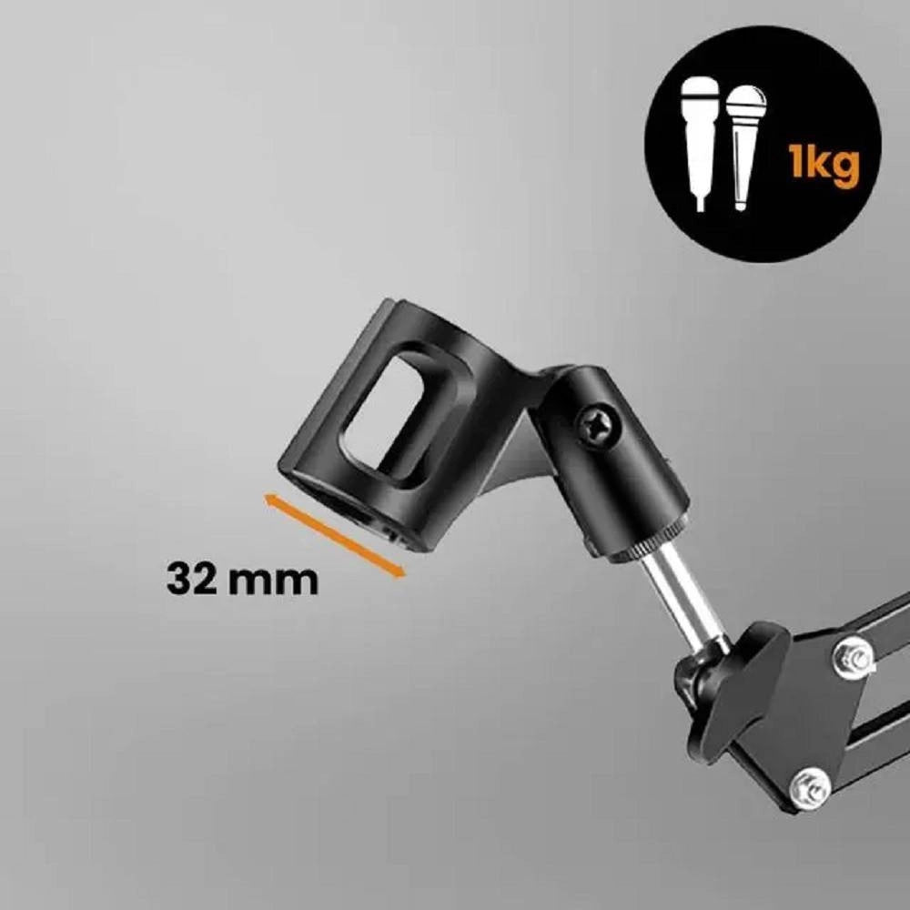 Trade Shop - Staffa Braccio Sospensione In Metallo Supporto Microfono Clip Scrivania Hd3283 -