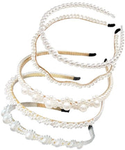 Set di fascia per capelli a perle 5 pezzi - Fasciatura - Accessori per capelli - Matrimonio - Compleanno - Festa - Materiale: perle/Metallo - Fasciatura set