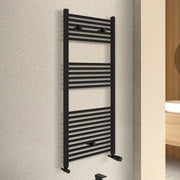 Termoarredo design nero opaco L 50x120 interasse 45 cm con kit valvole