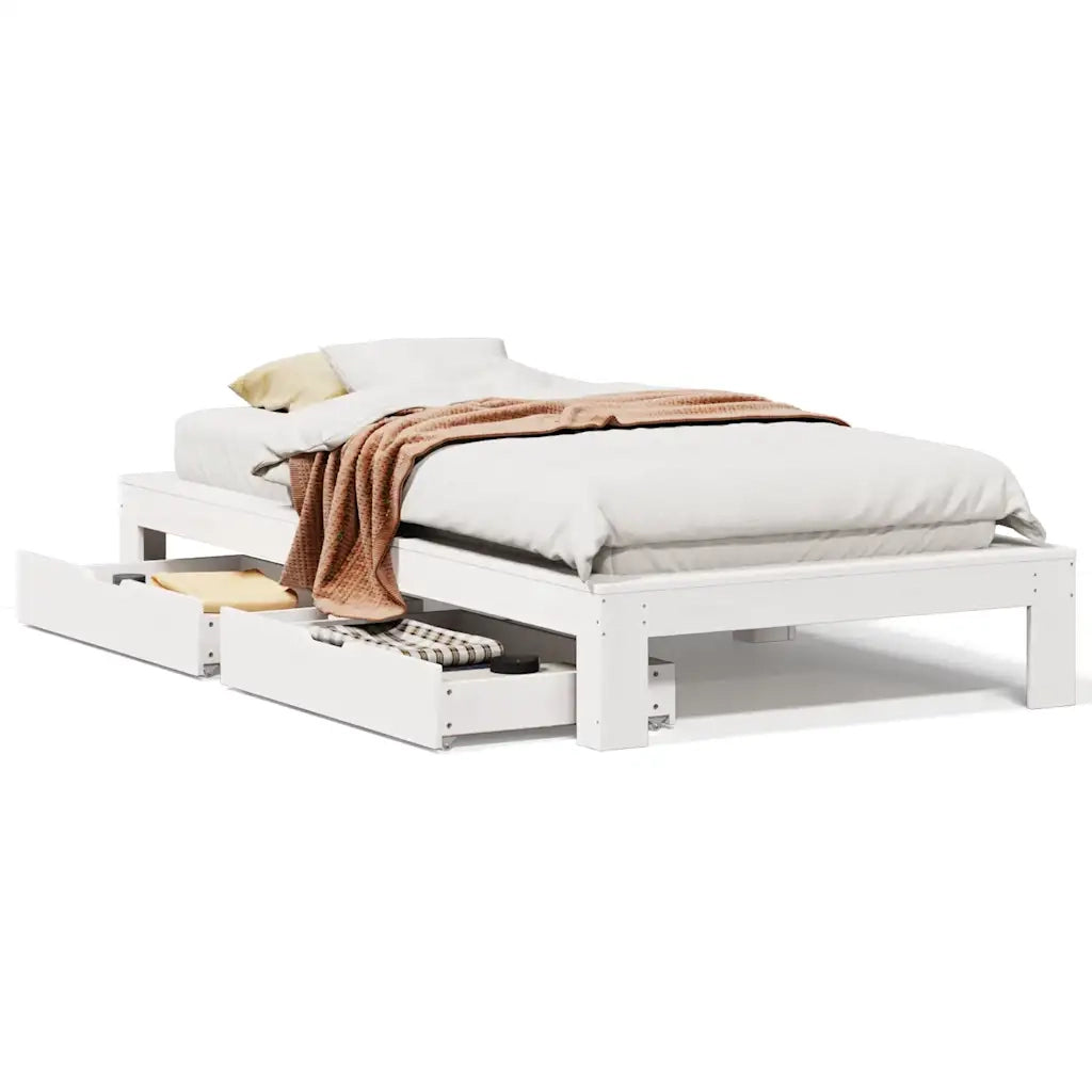 Letto singolo | Letto per adulti | Giroletto senza Materasso Bianco 75x190 Legno Massello di Pino