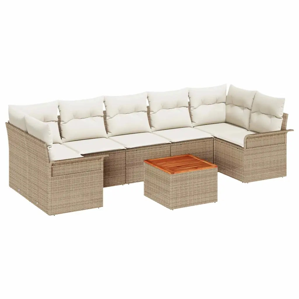 Set Divano da Giardino 8 pcs Beige e Crema polyrattan 3355964