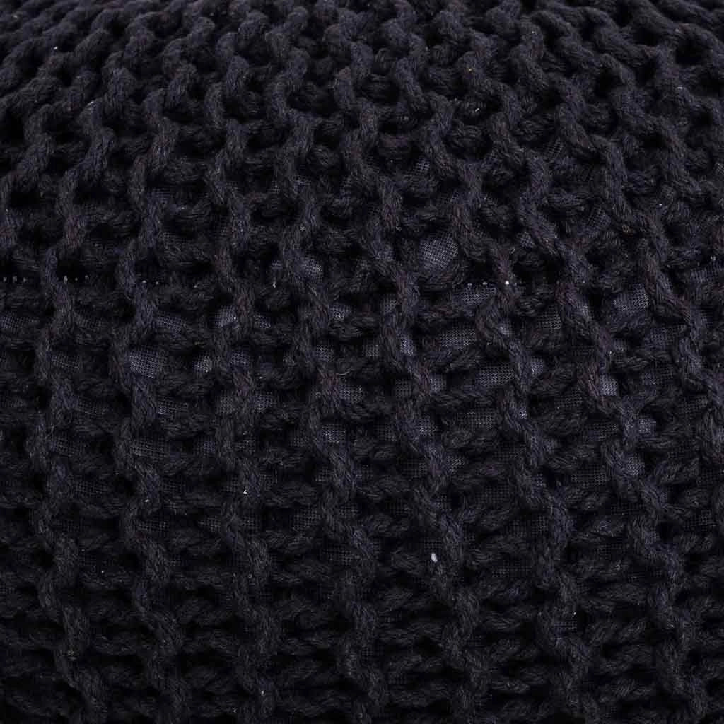 Puff de algodón trenzado negro 45x45x30