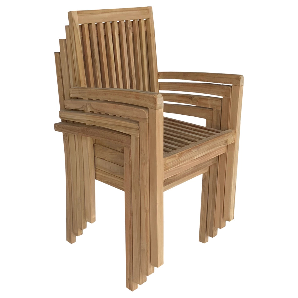 Set di 4 sedie da giardino JAVA impilabili in teak