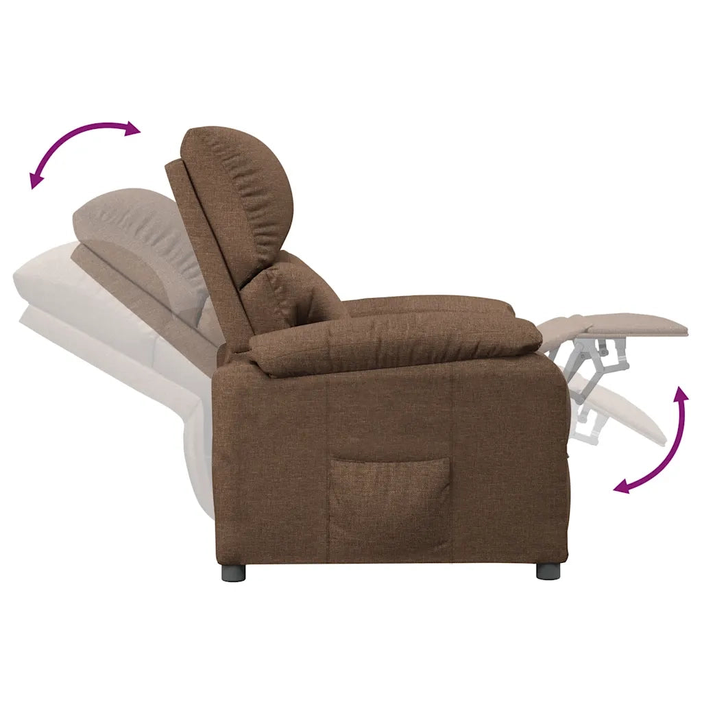 Poltrona Reclinabile in Tessuto Marrone 340179