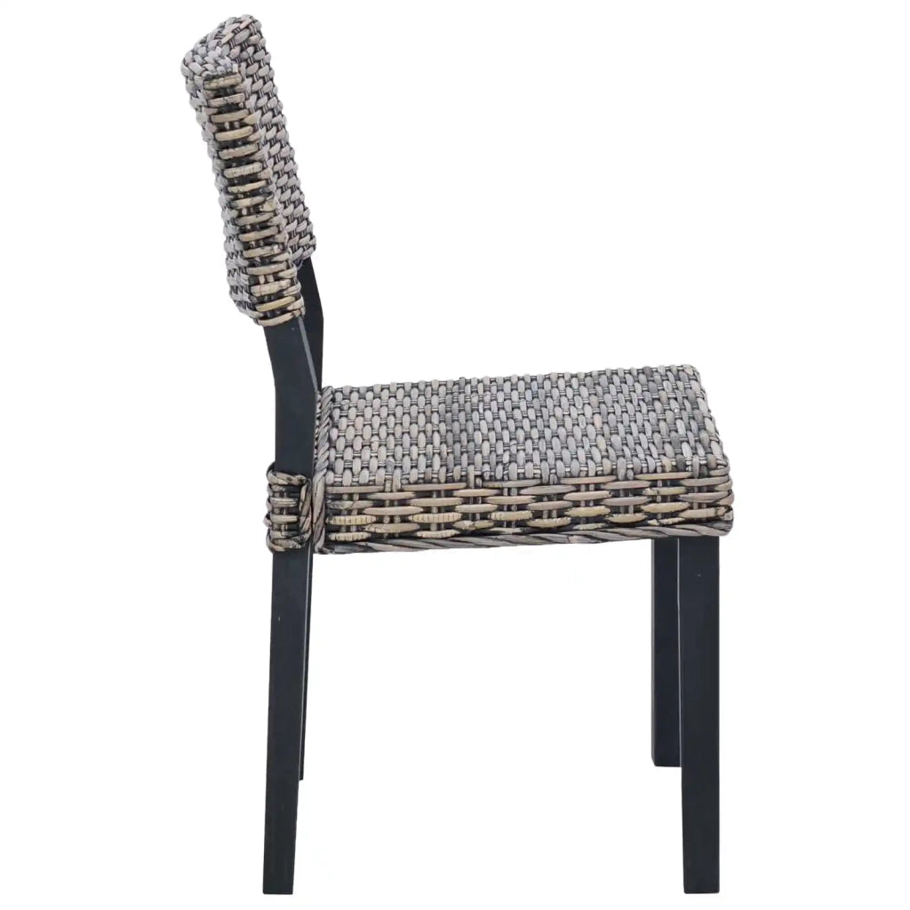 Sedia da pranzo 2 pcs Nero Lavato 46 x 55 x 84 cm Rattan Kubu 42012425