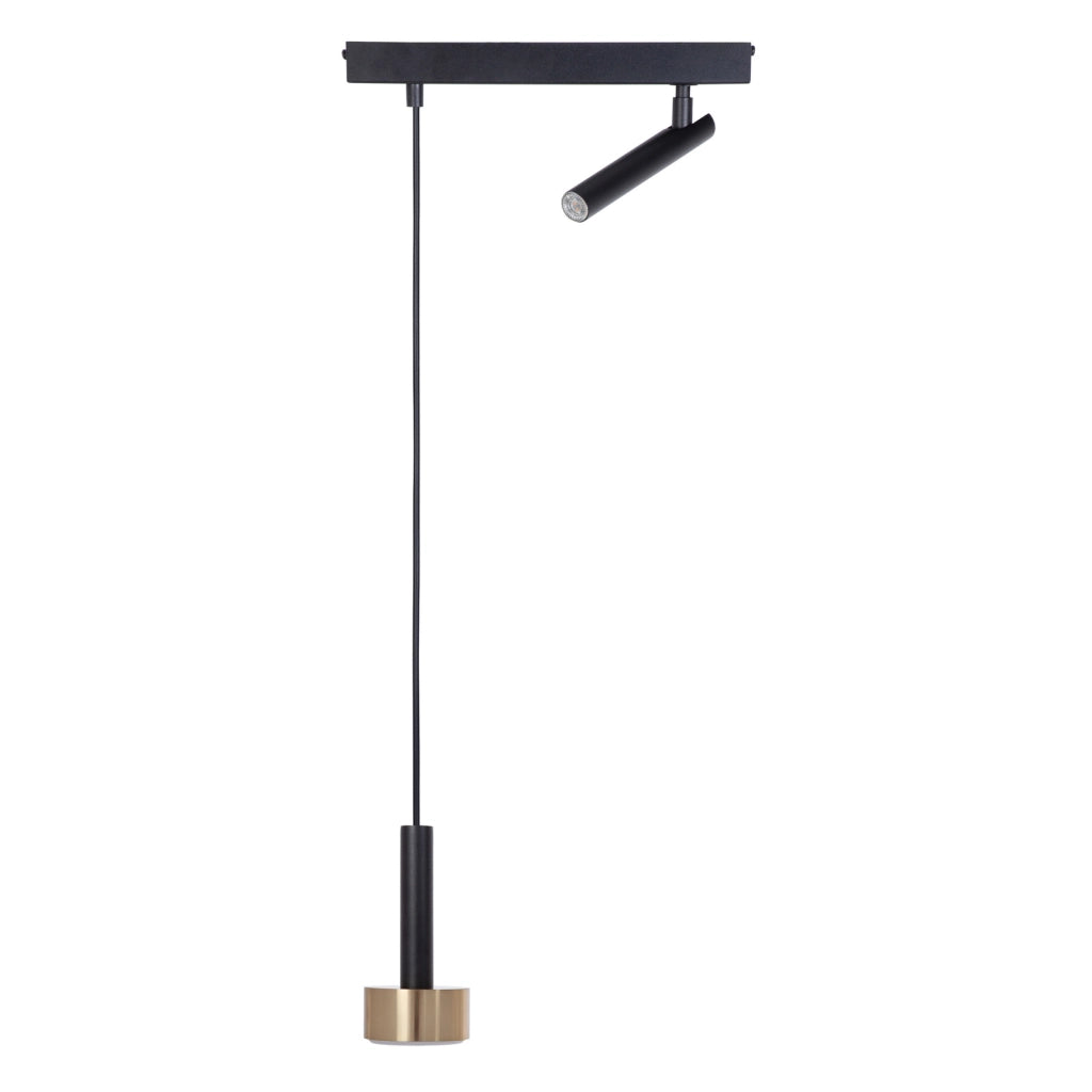 Lampada a sospensione STAMP nero oro, spot orientabile Sigma