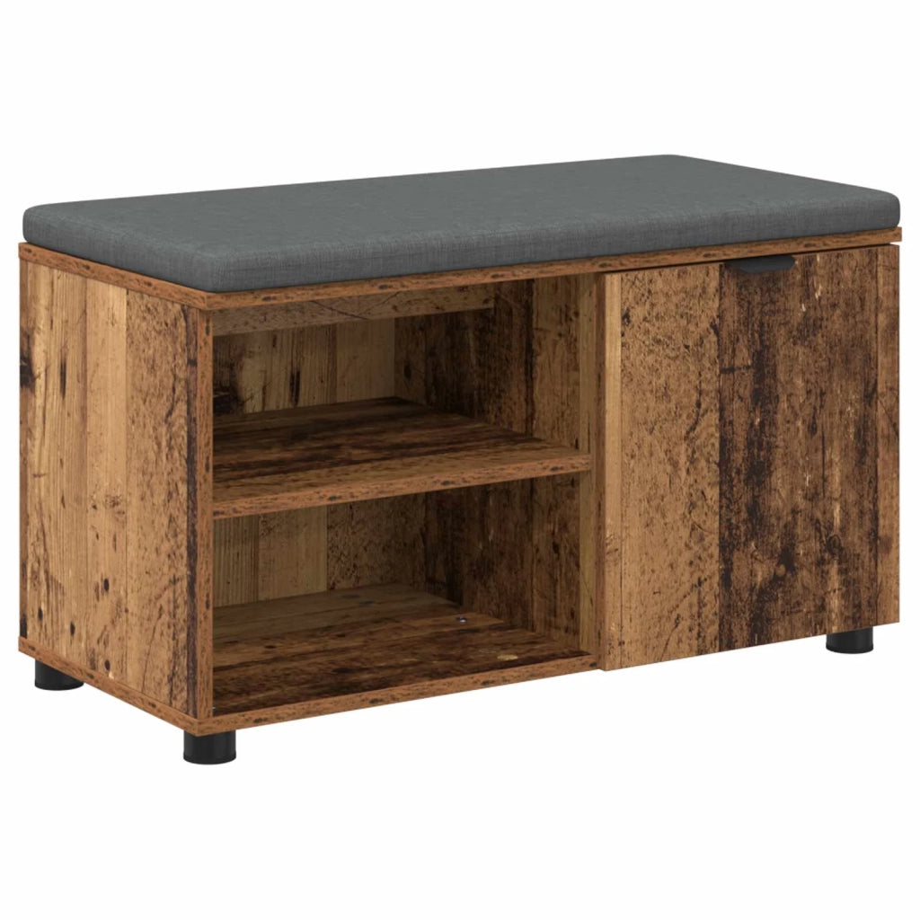 Panca per ingresso con cuscino Legno vecchio 80 x 38 x 46 cm 891510