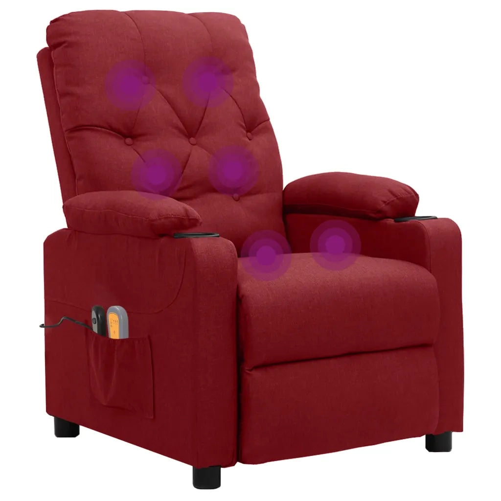 Poltrona Massaggiante Elettrica Rosso Vino in Tessuto 3098854