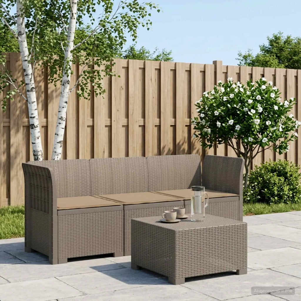Divano da giardino 3 posti con cuscini in look rattan PP 3443832
