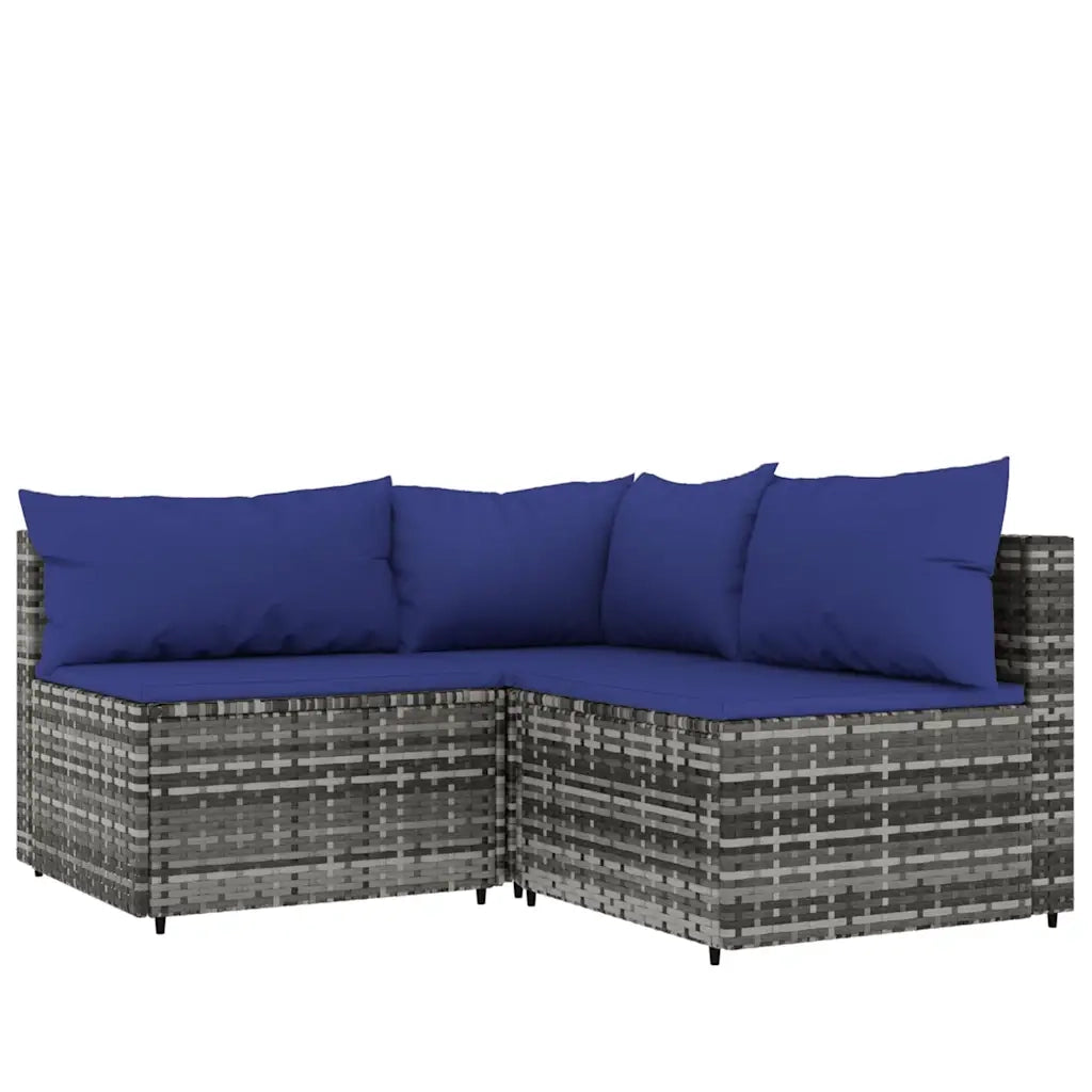Set Divani da Giardino 4 pz con Cuscini in Polyrattan Grigio 319845