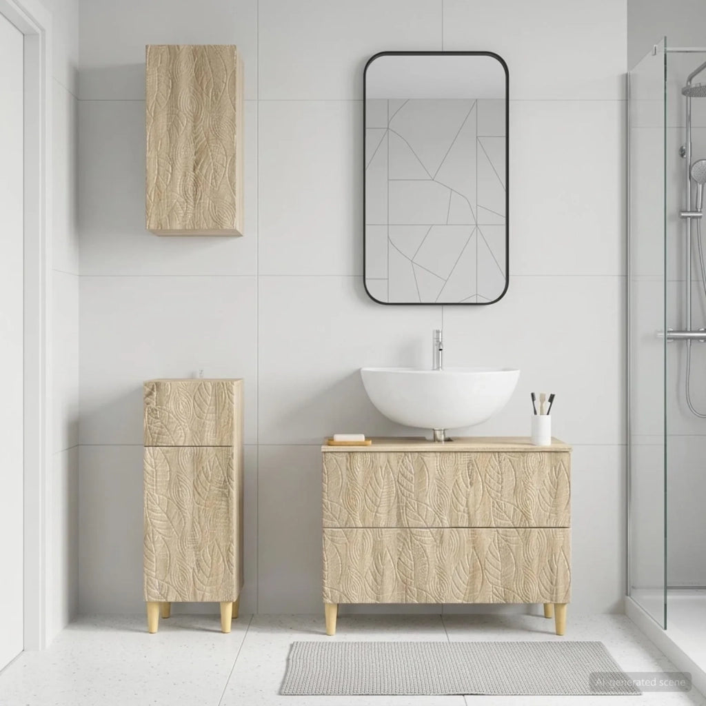 Set di armadietti da bagno in 3 pezzi DELFT Rovere Sonoma 3417785