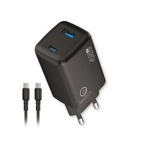 CARICATORE GAN 45W NERO USB-C/USB-A CAVO USB-C/USB-C