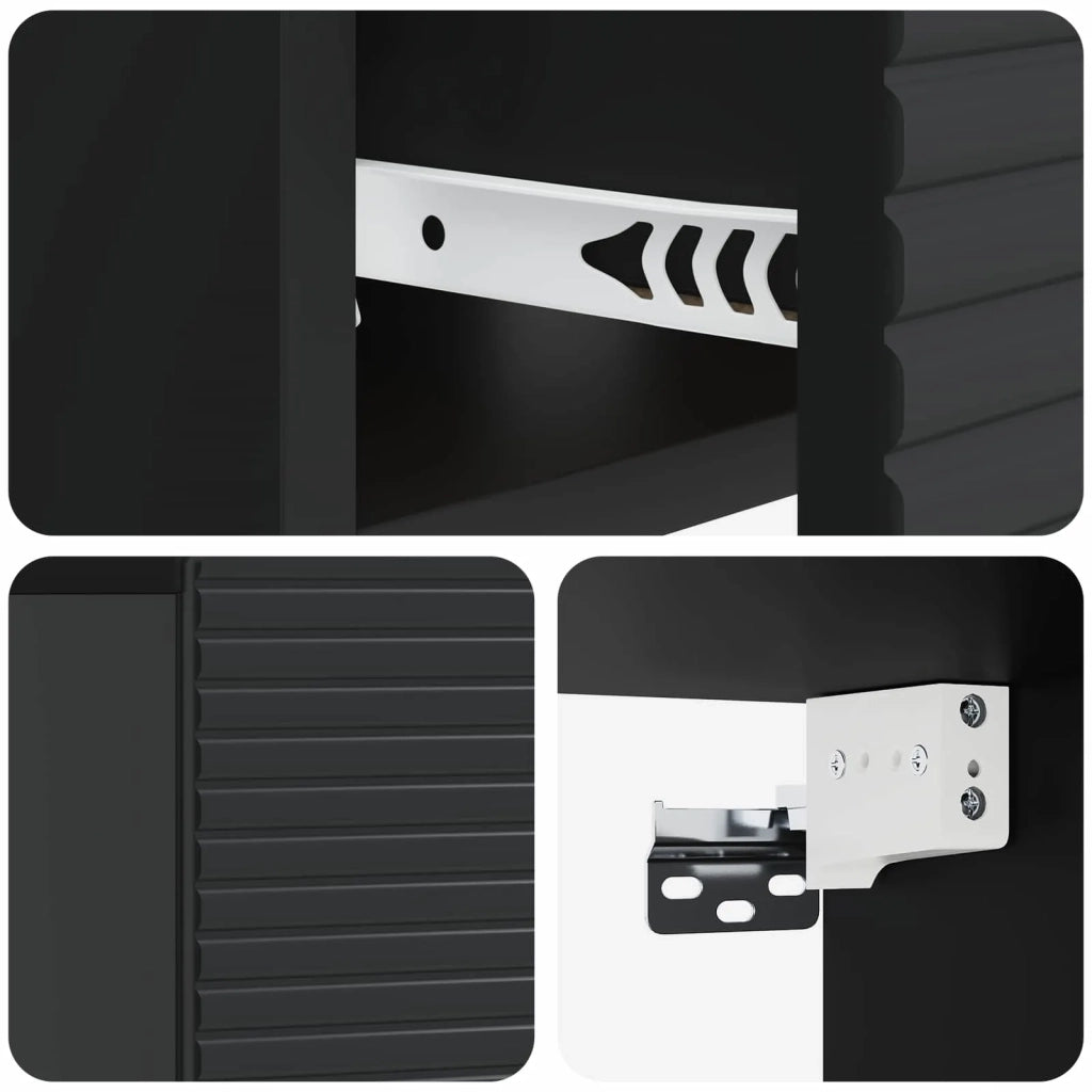 Set di 2 Comodini | Armadio da Notte | Mobiletto da notte a muro Nero 49 x 34,5 x 20 cm