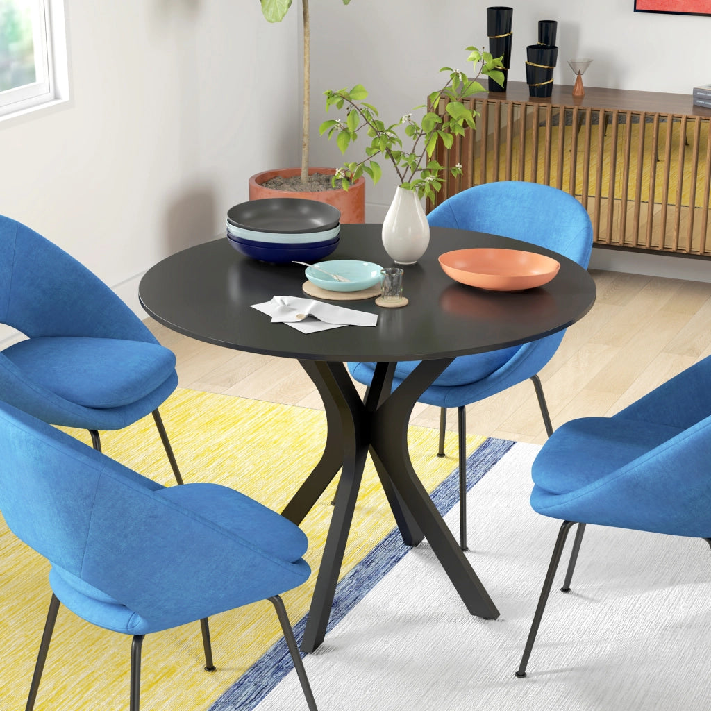 Tavolo da pranzo rotondo moderno ¨C Xylo ¨C acciaio nero MDF ?100x75cm 4 persone