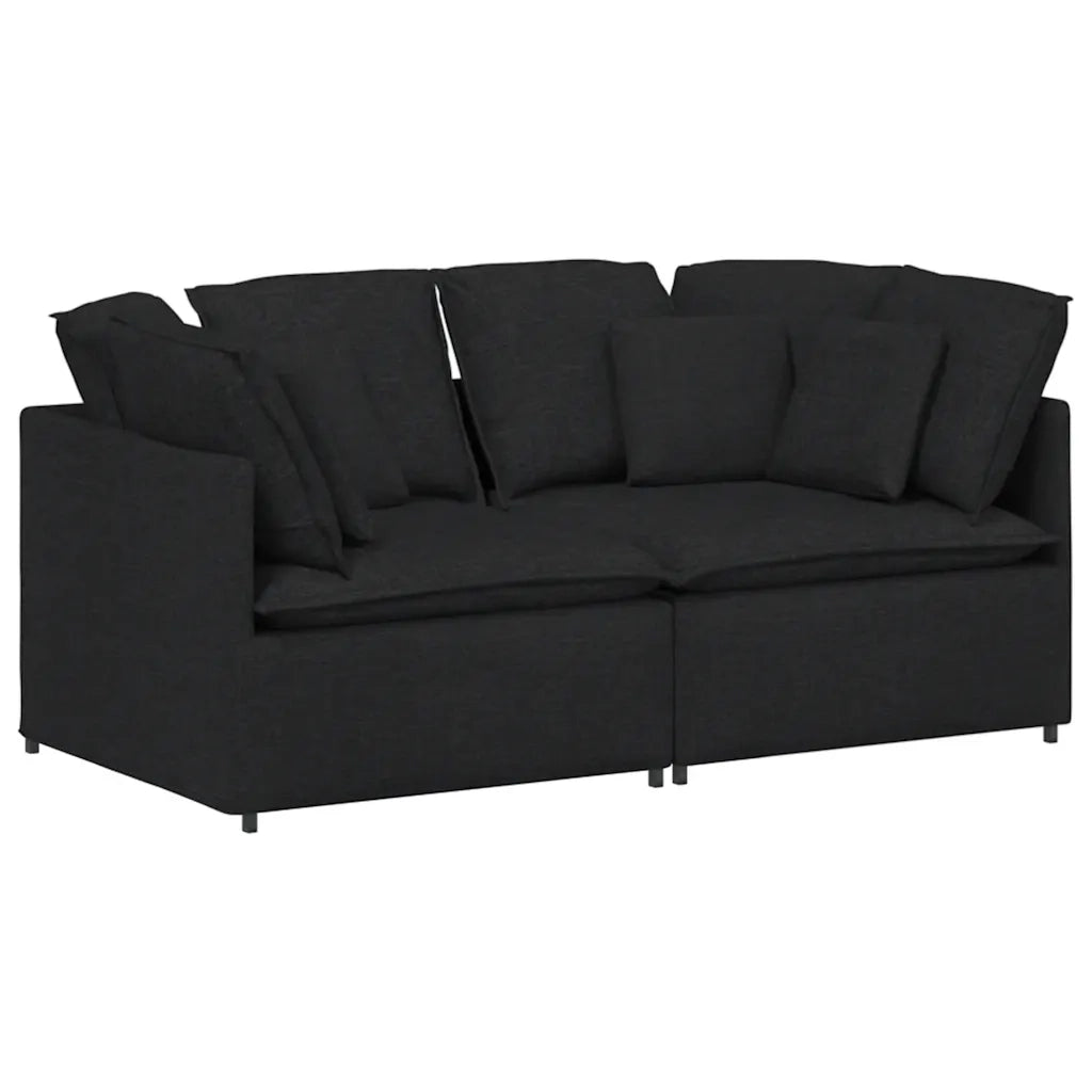 Divano Modulare con Cuscini-Sofa Modulare-Divanetto in Tessuto Nero