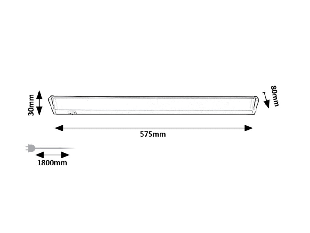 Lampada sottopensile LED bianca con interr. 57cm 10W 4000K
