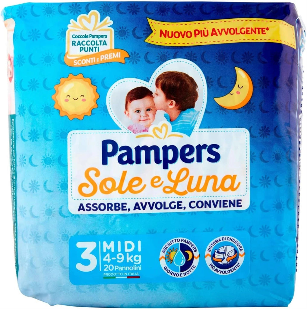 PANNOLINI PAMPERS SOLE E LUNA CONFEZIONE DA 20PZ NEW MIDI TAGLIA 3
