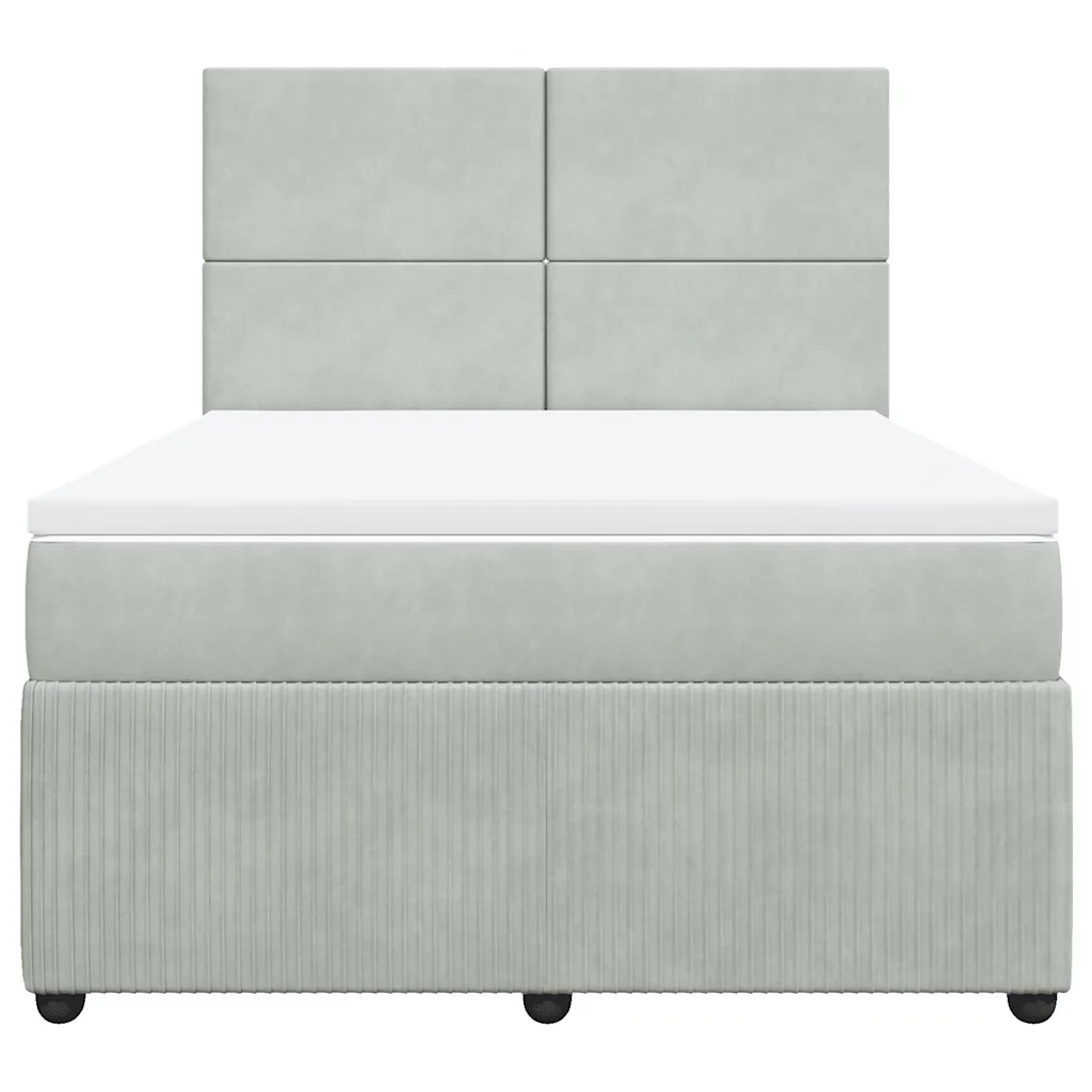 Giroletto a Molle con Materasso Grigio Chiaro 140x190cm Velluto 3292328