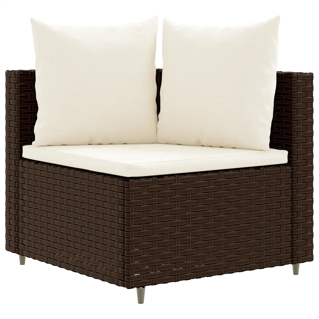 Set Divani da Giardino 10pz con Cuscini in Polyrattan Marrone