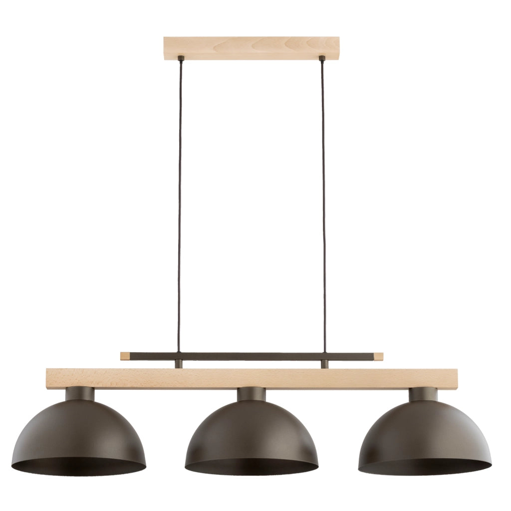 Lampada sospensione scandinava legno chiaro 3xE27 Alfa