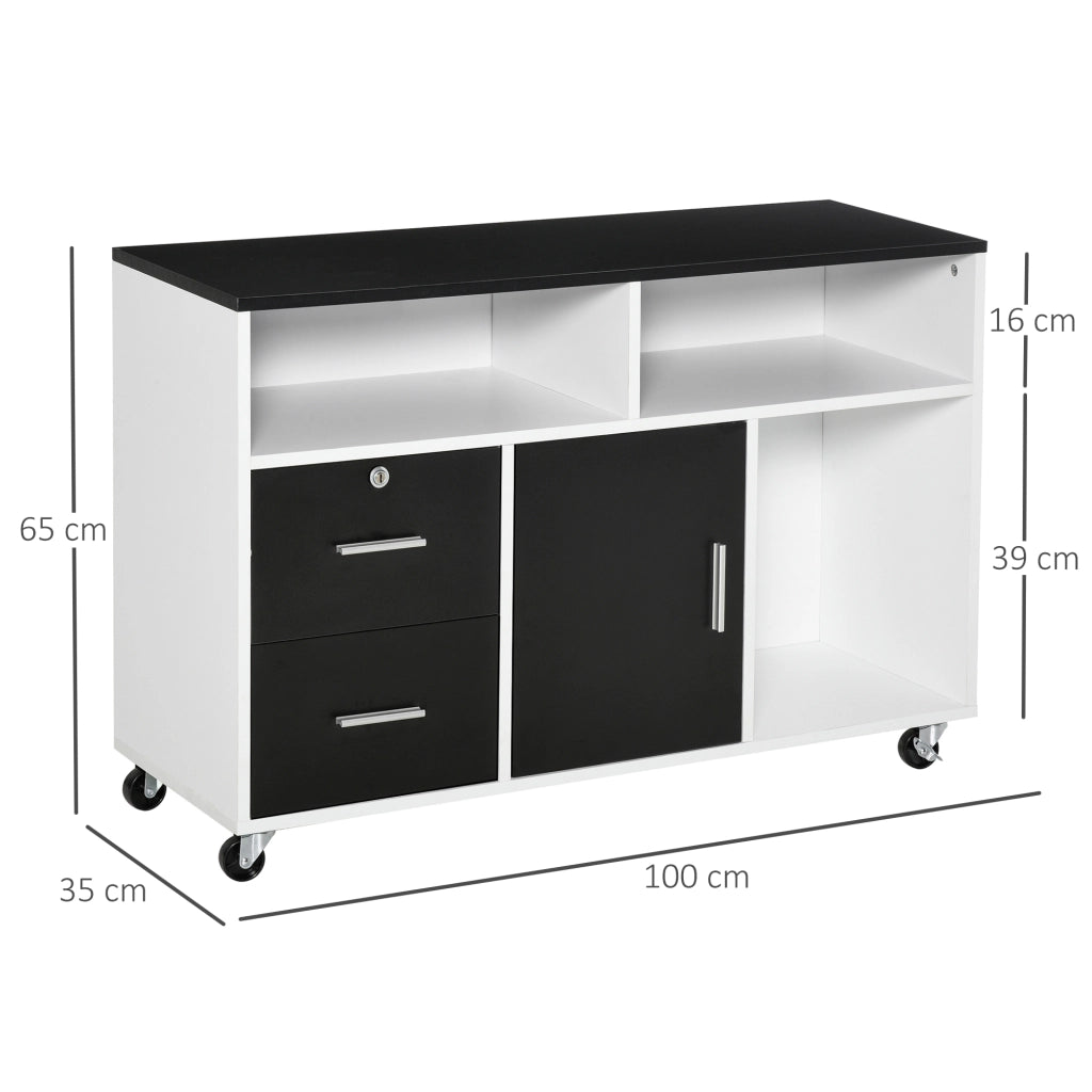 Scrivania Computer con Cassetti ¨C Xylo ¨C Nero e Bianco 100x35x65cm