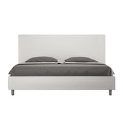 BS COM Letto matrimoniale king size senza rete imbottito 190x200 similpelle bianco