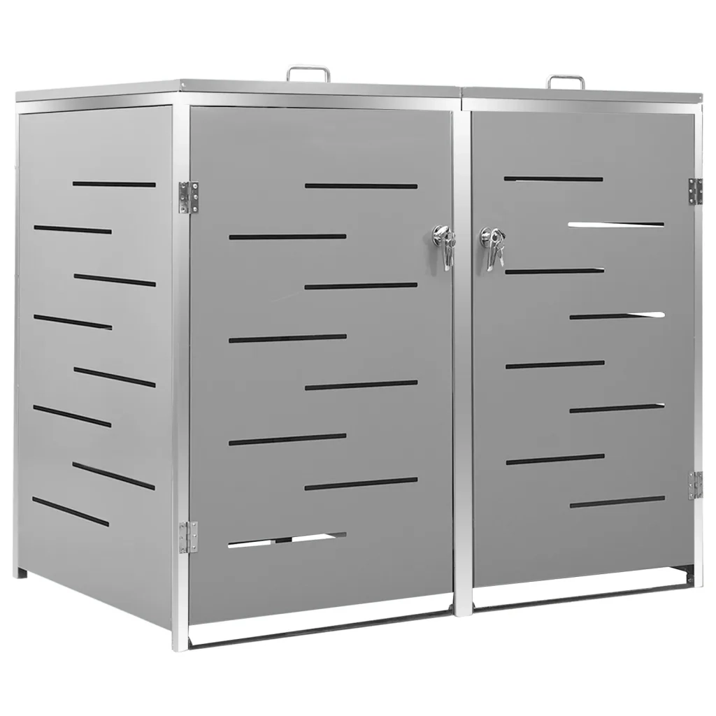 Copri Bidoni Pattume Doppio 138x77,5x115,5cm Acciaio Inox cod mxl 51405