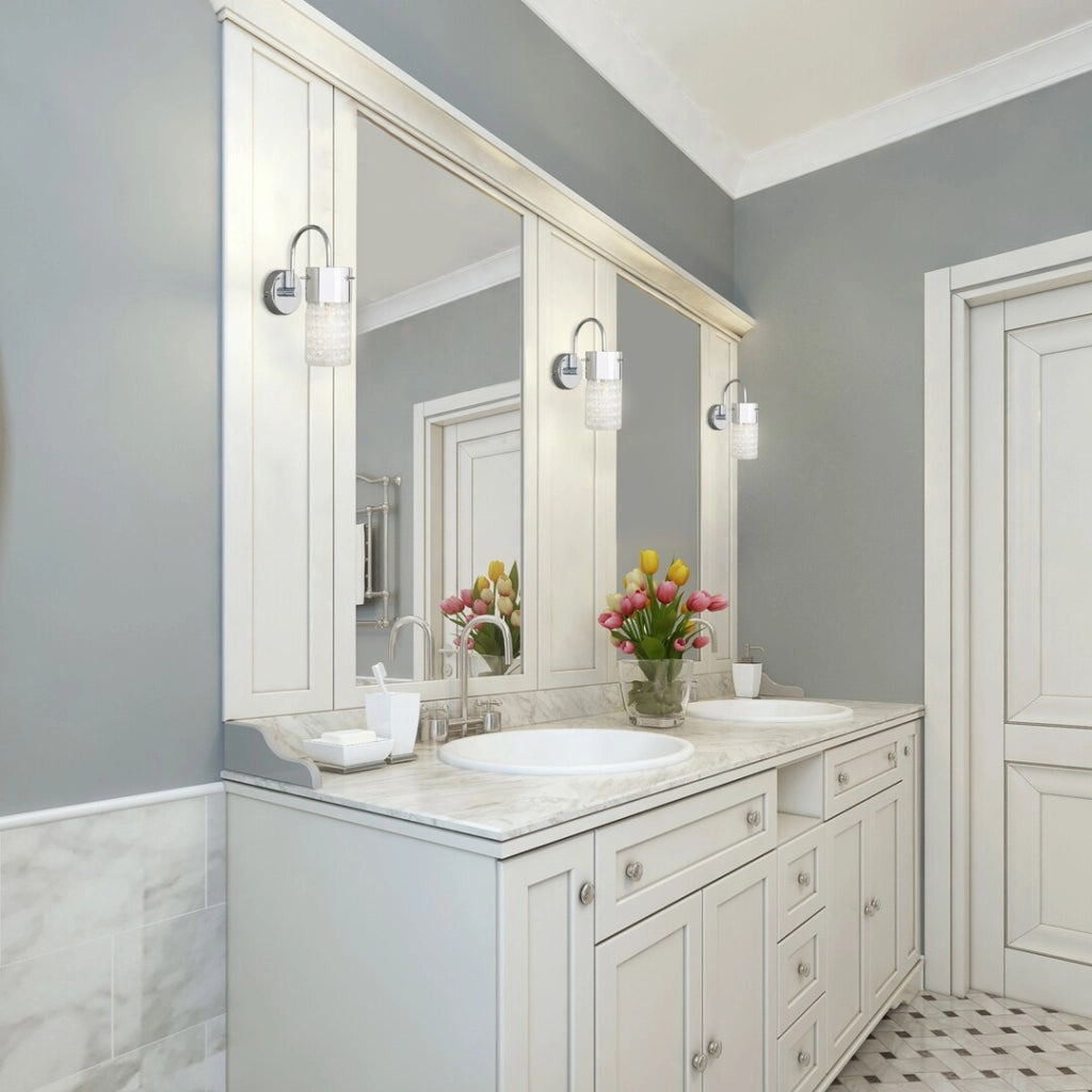 Applique bagno Niagara cromata cristalli E14 IP44 Rabalux