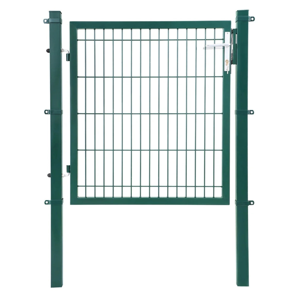Robusto e durevole cancello in rete metallica zincata saldata completo di serratura e chiavi. Dimensioni del cancello: 106 x 100 cm. Maglia: 50 x 200 mm. Colore: Verde. Codice articolo: 12_0001940