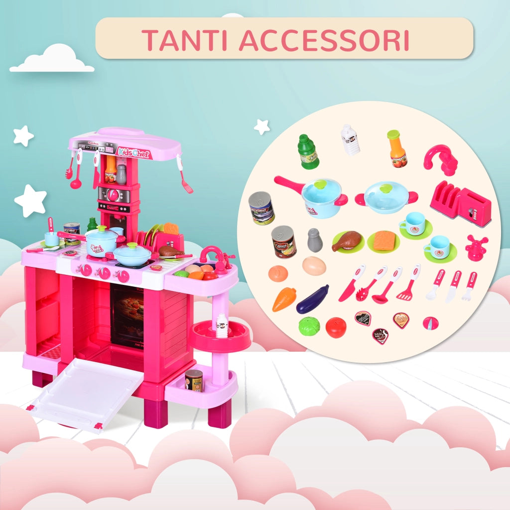 Cucina Giocattolo con Luci e Suoni ¨C Xylo ¨C Rosa 78x29x87 cm con 38 Accessori
